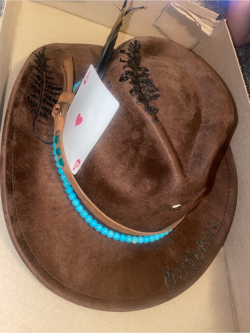 Brown Women's Beaded custom made Cowboy Hat